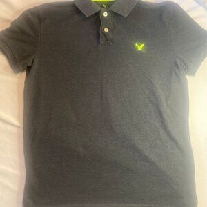 American Eagle Outfitters Charcoal Polo with Neon Logo
